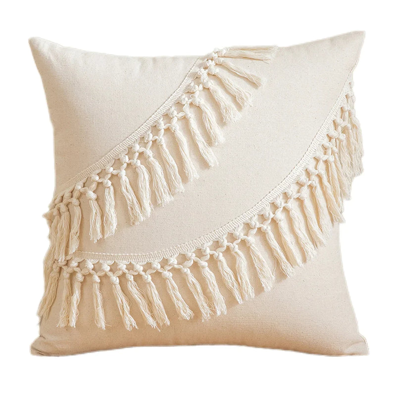 Afralia™ Boho Macrame Woven Cushion Cover for Home Decor, Comfy Farmhouse Pillow Case