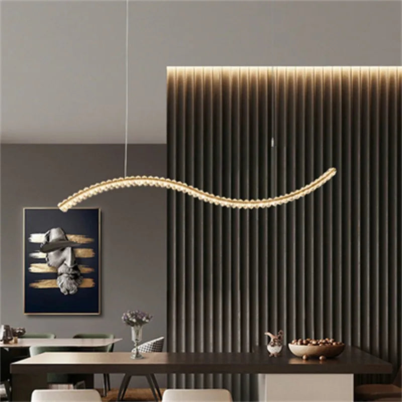 Afralia™ Crystal LED Pendant: Modern Minimalist Chandelier for Home Dining Living Room Decor