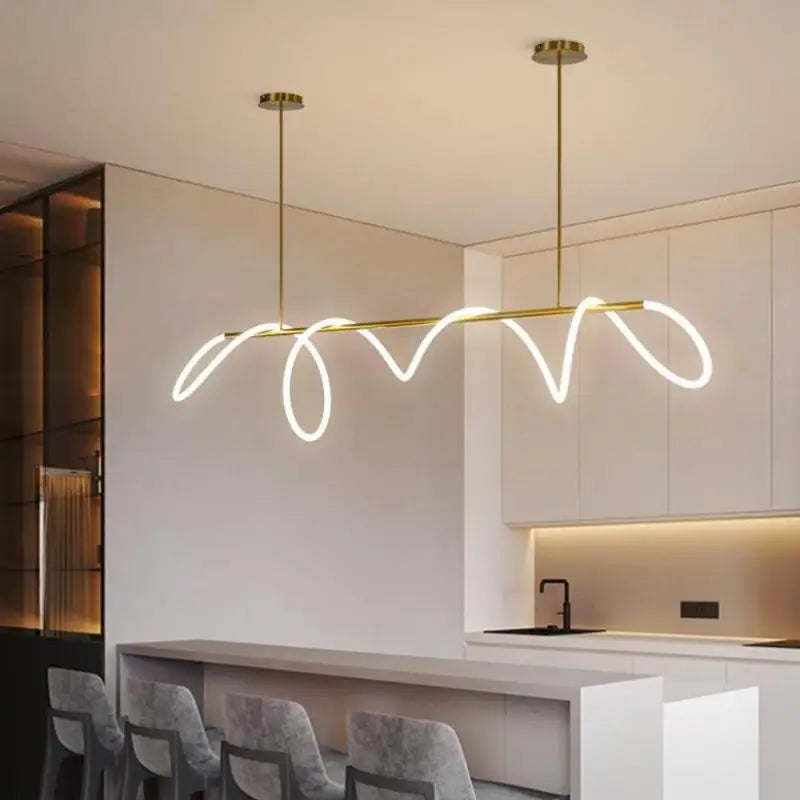 Afralia™ LED Long Hose Chandelier for Dining Room Kitchen Bar Pendant Lamp