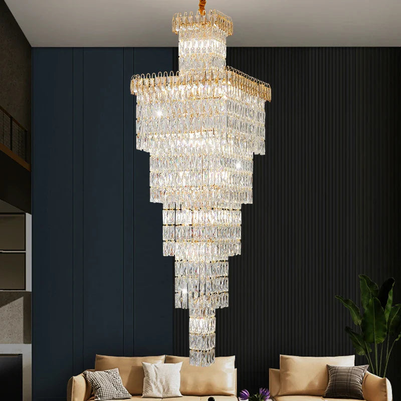 Afralia™ Crystal Luxe Living Room Chandelier - Modern & Elegant Hall Staircase Lighting