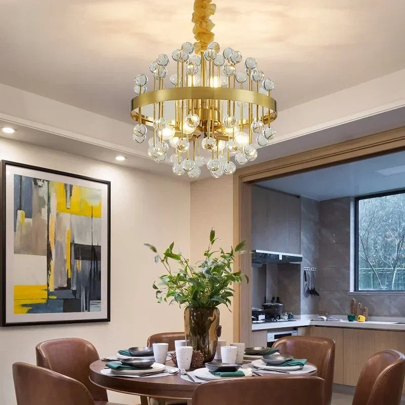 Afralia™ Luxury Glass Chandelier LED Pendant Light for Living Room, Bedroom, and Restaurant
