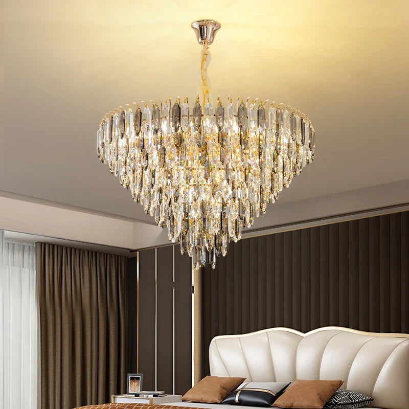 Afralia™ Crystal Chandelier: Elegant Small Duplex Living Room Loft Hotel Lobby Staircase Lighting