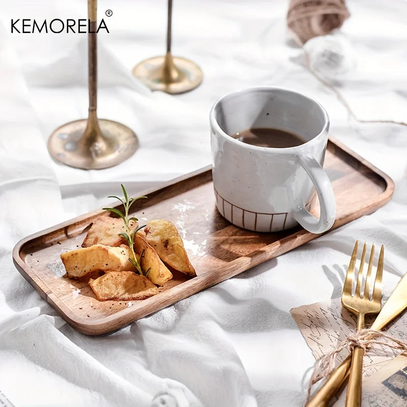 Afralia™ Acacia Wood Coffee Tray | Versatile Food Serving Tray for Desserts and Tea