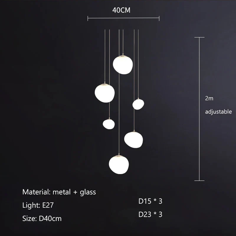 Afralia™ Nordic Glass Lampshade LED Ceiling Chandelier for Home Decoration