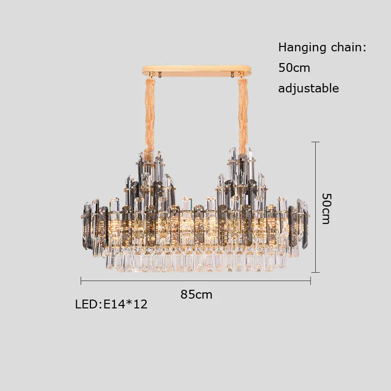 Afralia™ Crystal LED Oval Round Chandelier Hanging Lamp - Dimmable Ceiling Pendant
