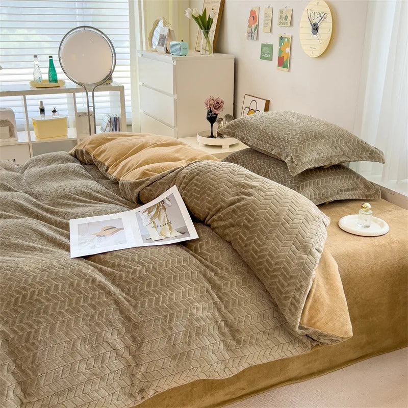 Afralia™ Milk Velvet Quilt Cover | Double-sided Fleece Comforter Cover