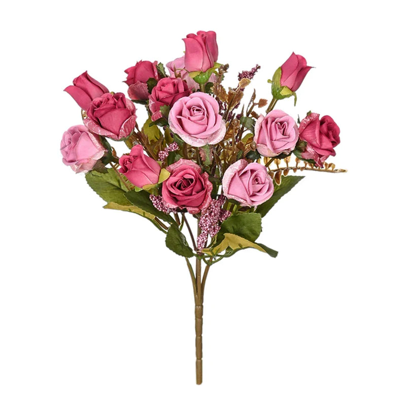 Afralia™ Silk Rose Bouquet for Wedding, Home Decor, Christmas - 15 Heads Artificial Flowers