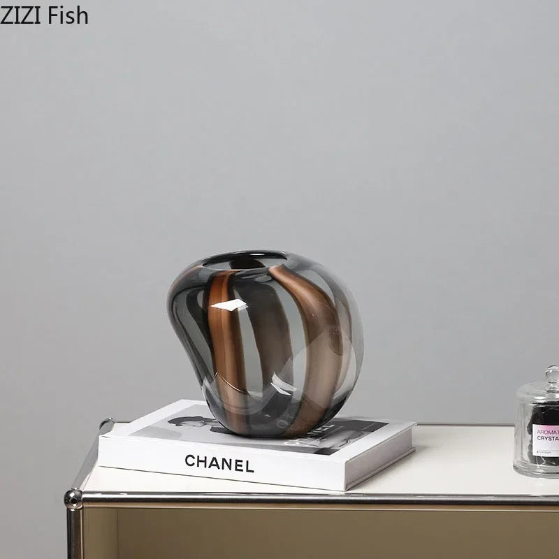 Afralia™ Striped Glass Vase: Creative Flower Arrangement Hydroponics Plant Pot Room Decor