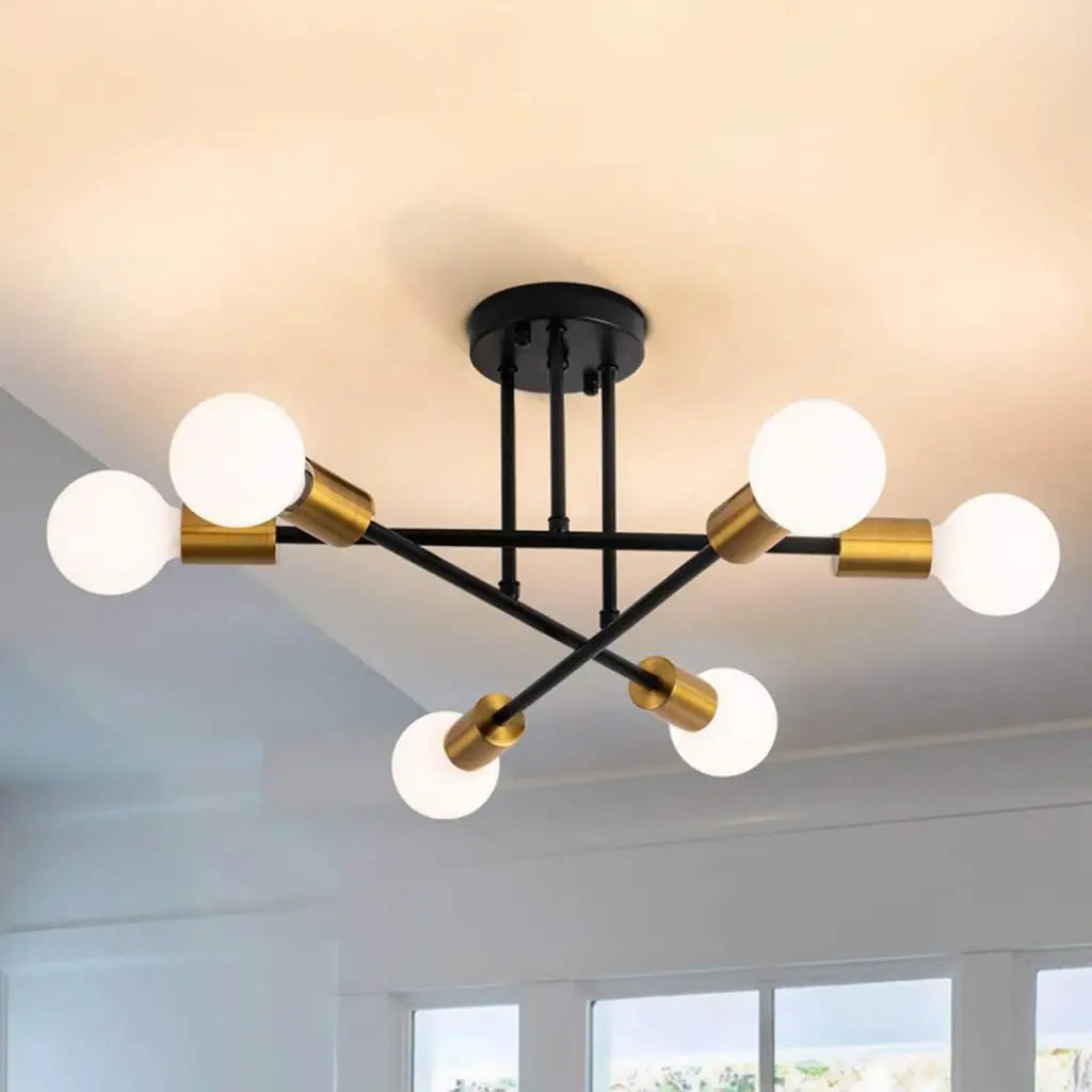 Afralia™ Vintage Wrought Iron Chandelier for Living Room - Industrial Loft Ceiling Lighting