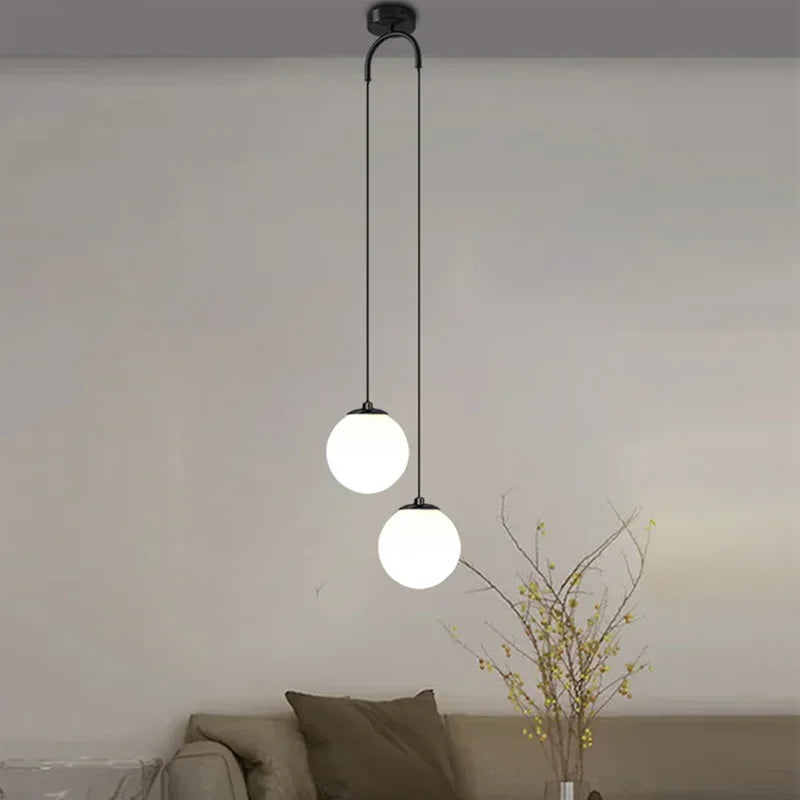 Afralia™ Nordic Glass LED Pendant Chandelier for Dining Room, Bedroom, and Bar