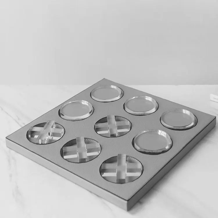 Afralia™ Geometric Checkerboard Grid Leather Chess Transparent Chessboard Home Decor Figurines