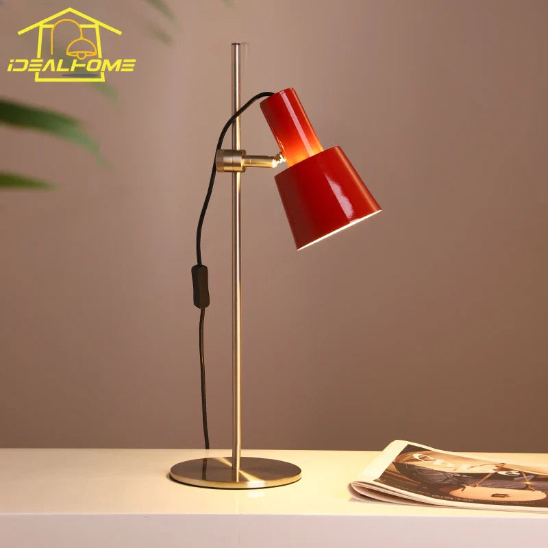 Afralia™ Retro LED Adjustable Table Lamp E27 Red/Orange/Black Modern Design Bedside Desk Light