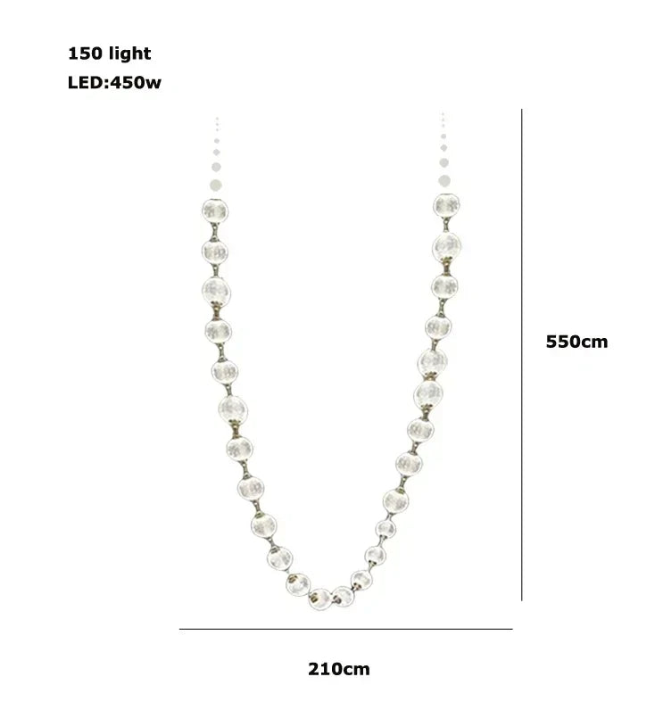 Afralia™ Pearl Necklace LED Pendant Light for 6m Staircase