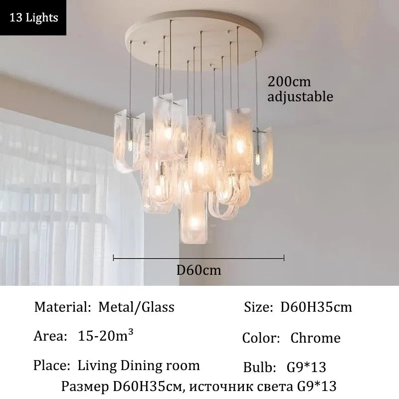 Afralia™ Glass Pendant Chandelier Ceiling Light Fixture for Home Dining Room Luxe Decor