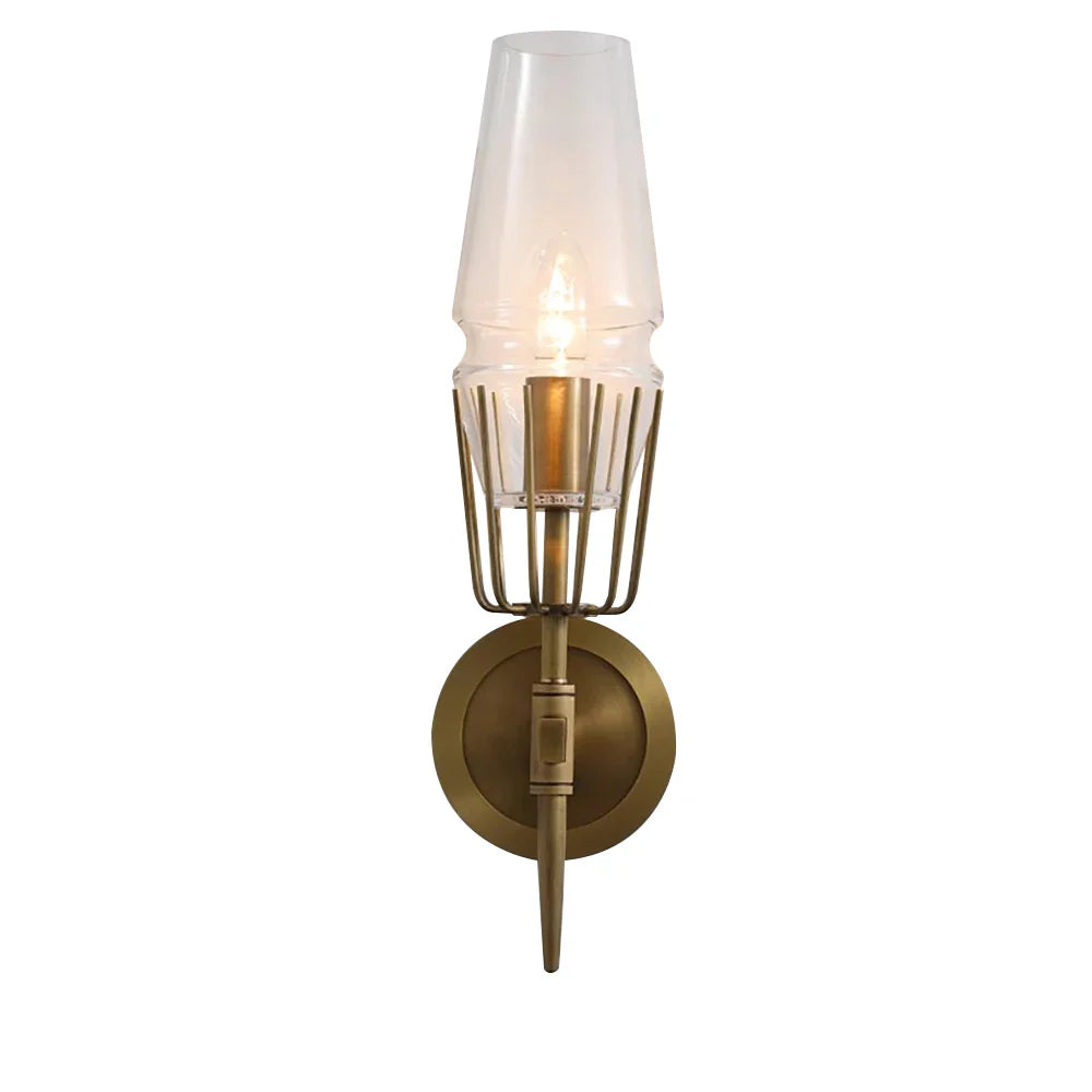 Afralia™ Nordic Modern Brass Crystal Glass Wall Sconce for Luxury Bedroom & Hotel Decoration