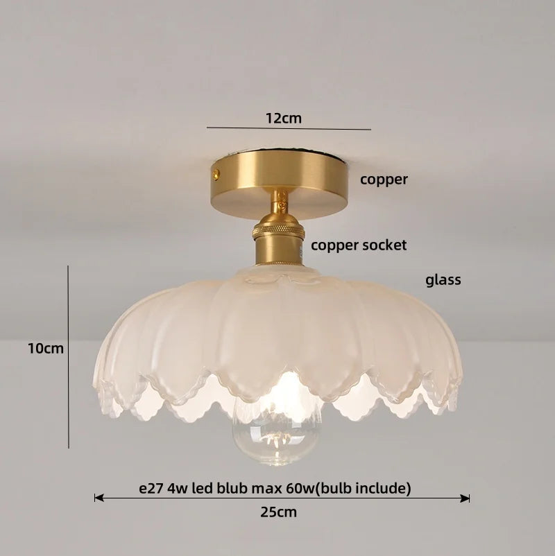 Afralia™ White Glass Knob Switch Ceiling Lamp LED Modern Nordic Copper Luminaire