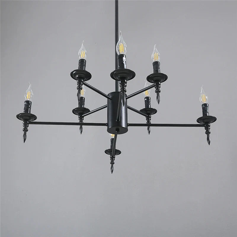 Afralia™ Iron Art LED Candle Chandelier Pendant Light for Living Room & Kitchen