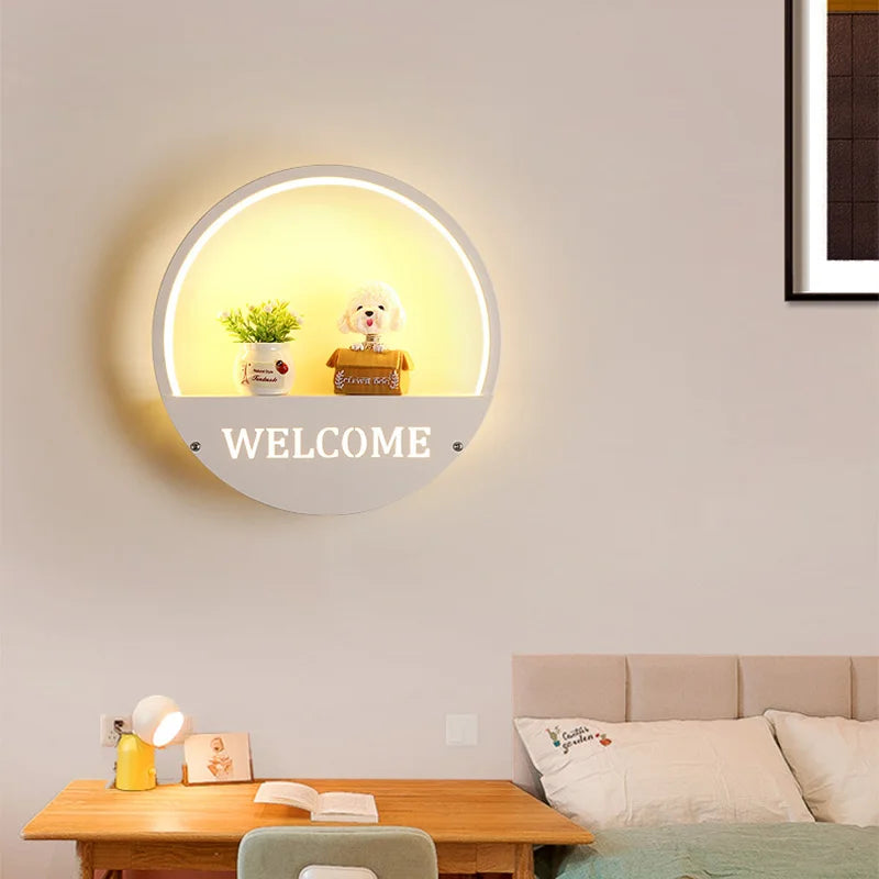 Afralia™ LED Round Wall Lamp for Children Room, Nordic Modern Indoor Lighting