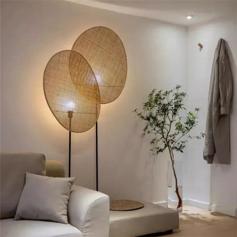 Afralia™ Hand-Woven Rattan Wall Lamp for Japanese Inspired Decor