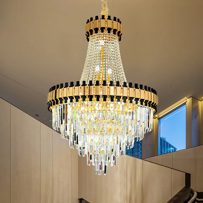 Afralia™ Crystal Chandelier for Duplex Villa Living Room with Intelligent Dimming