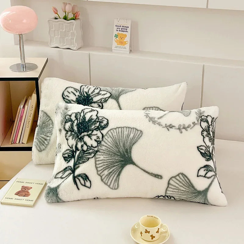 Afralia™ Cozy Winter Plush Pillowcase: Nordic Printed Milk Velvet Soft Home Decor