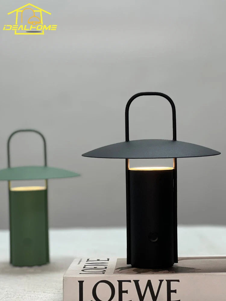 Afralia™ Portable Hand-held Table Lamp Touch Dimming USB Charging Black/Green