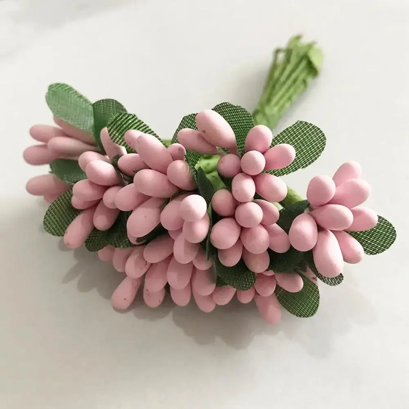 Afralia™ Pink Hybrid Cherry Stamen Berries Bundle for DIY Cake Wedding Decor