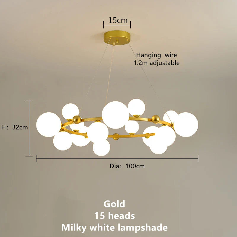 Afralia™ Magic Beans Glass Ball LED Ceiling Chandelier for Home Decor Lighting