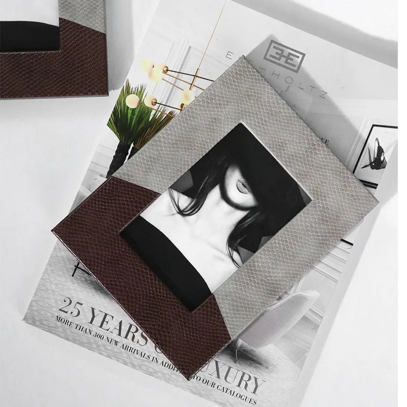 Afralia™ Leather Splice Desktop Photo Frame - Home Decor & Display Accessory