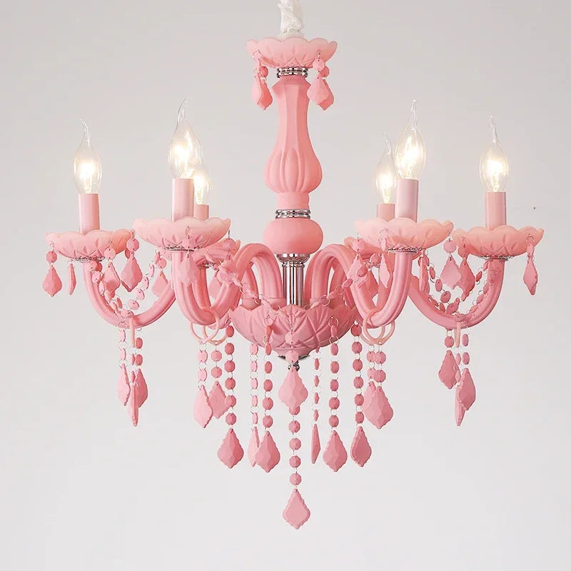 Afralia™ Pink Chandelier - Lighting Fixture for Girls Room, Bedroom, Living Room & Kids Room