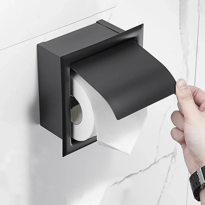 Afralia™ Stainless Steel Toilet Paper Holder Chrome Wall Mounted Concealed Bathroom Tissue Box