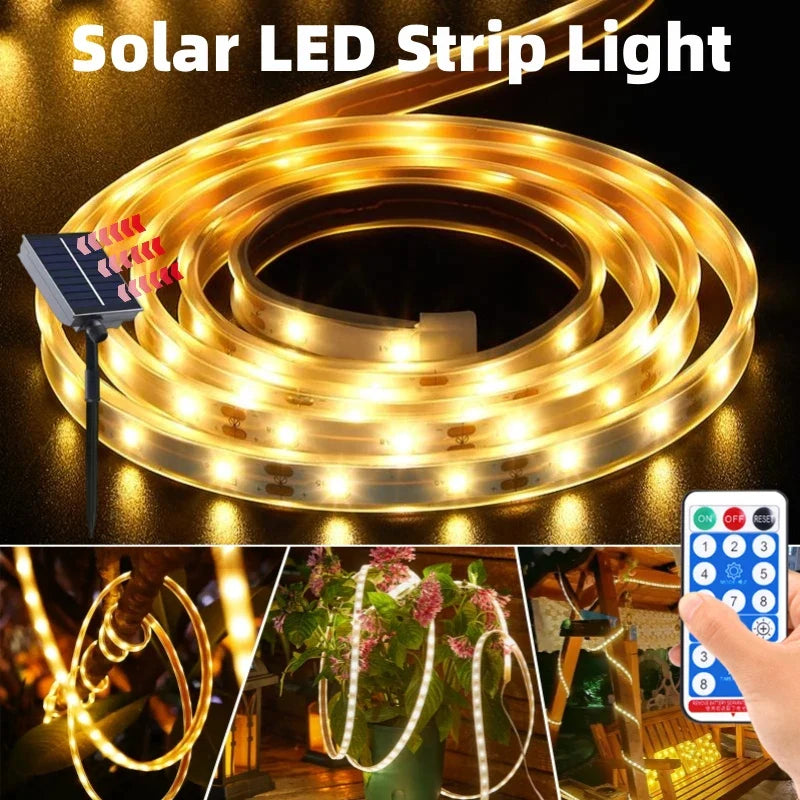 Afralia™ Solar RGB LED Outdoor Strip Light with Remote Control for Street Garden Fence Lighting