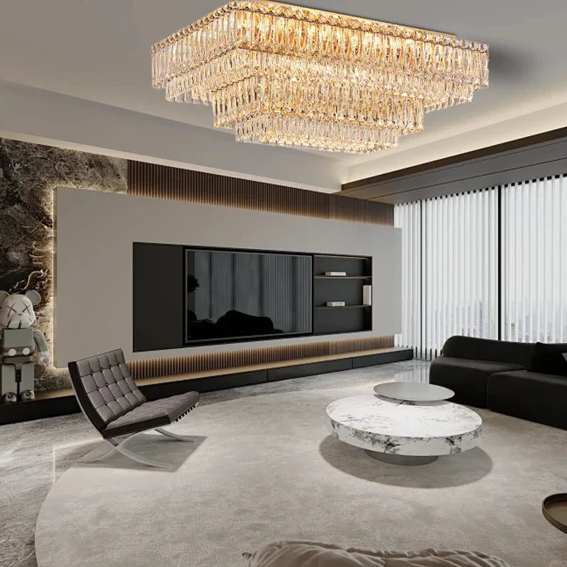 Afralia™ Crystal Round Ceiling Lamp - Nordic Luxury Home Decor Luxe Chandelier