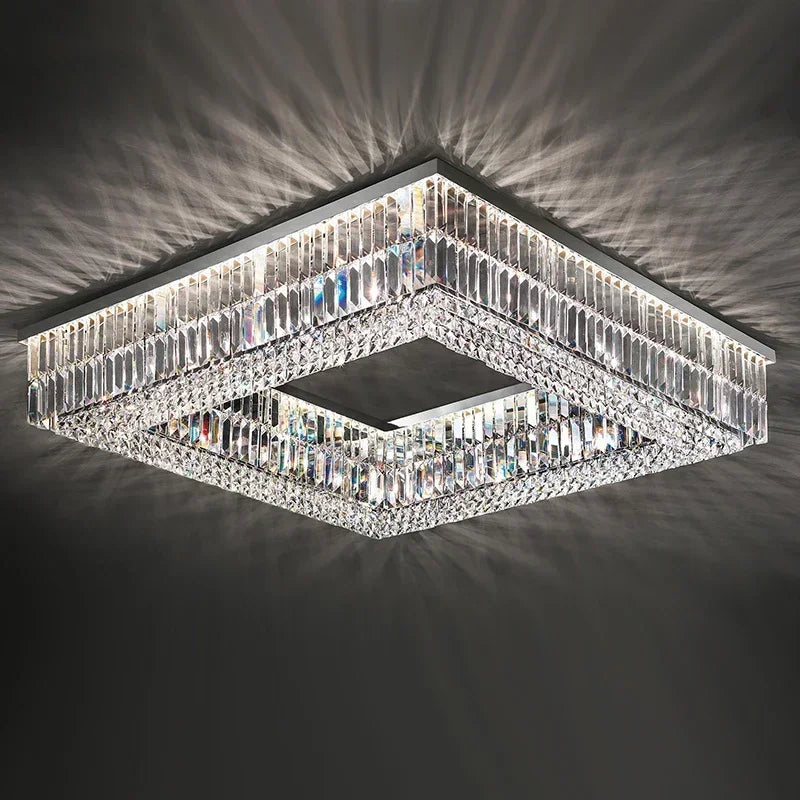 Afralia™ Modern Crystal Chandelier Chrome Stainless Steel Hanging Light Fixtures