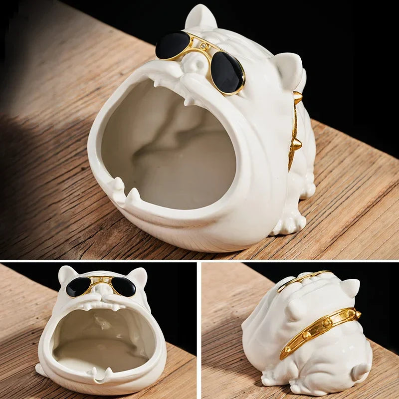 Afralia™ Bulldog Ceramic Ashtray - Desktop Smoking Accessories for Weed - Portable Ashtray Gift