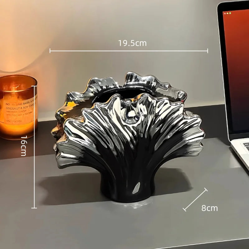 Afralia™ Silver Shell Vase for Home Decor and Flower Arrangement