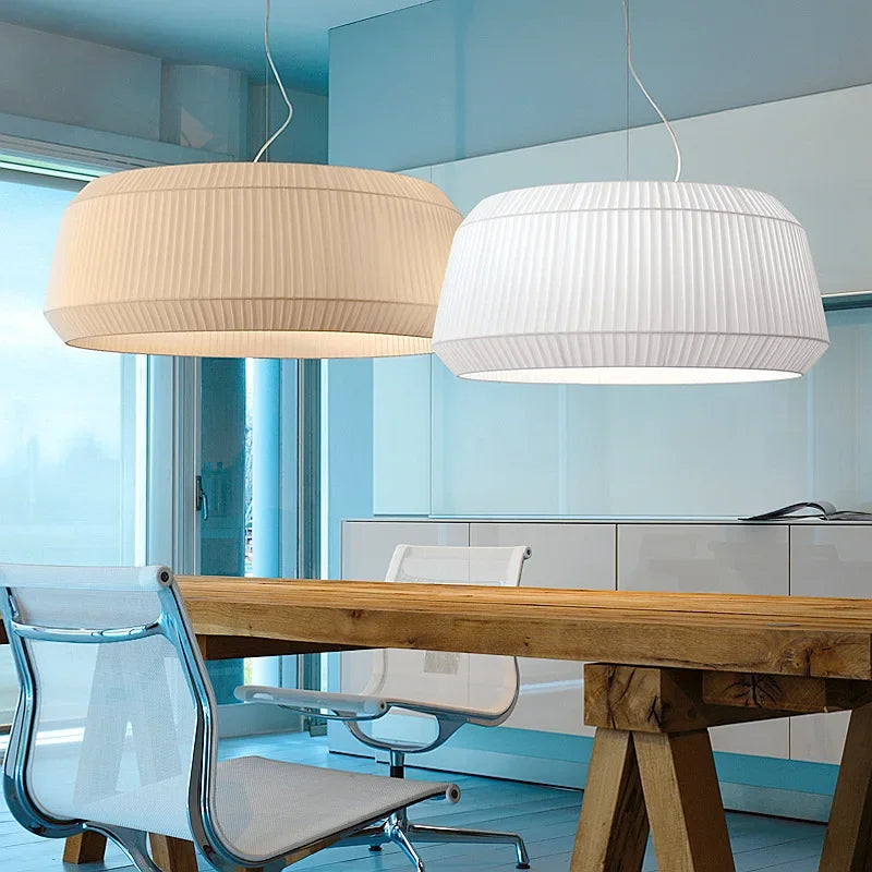 Afralia™ Pleated Fabric LED Pendant Lights - Minimalist Nordic Chandelier for Living Room