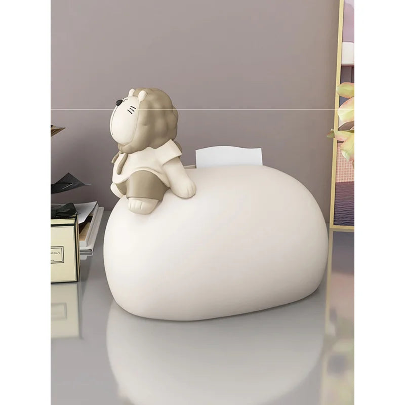 Afralia™ Bear Statues Tissue Box Table Decor for Home Living Room, Creative Nordic Figurines