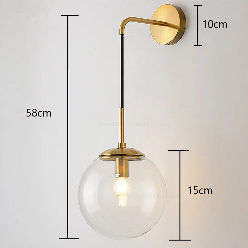 Afralia™ Glass Ball LED Wall Light for Bedroom Decoration and Living Room Fixtures