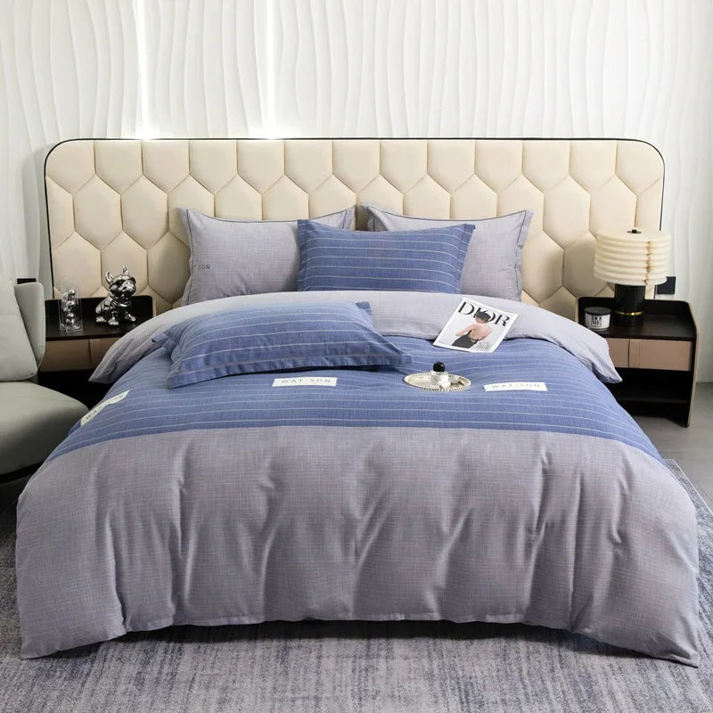 Afralia™ Brushed Cotton Printed Duvet Cover Set - Single/Double Bed Bedclothes