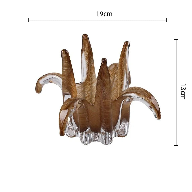 Afralia™ Glass Petal Candle Holder for Home Decoration and Storage