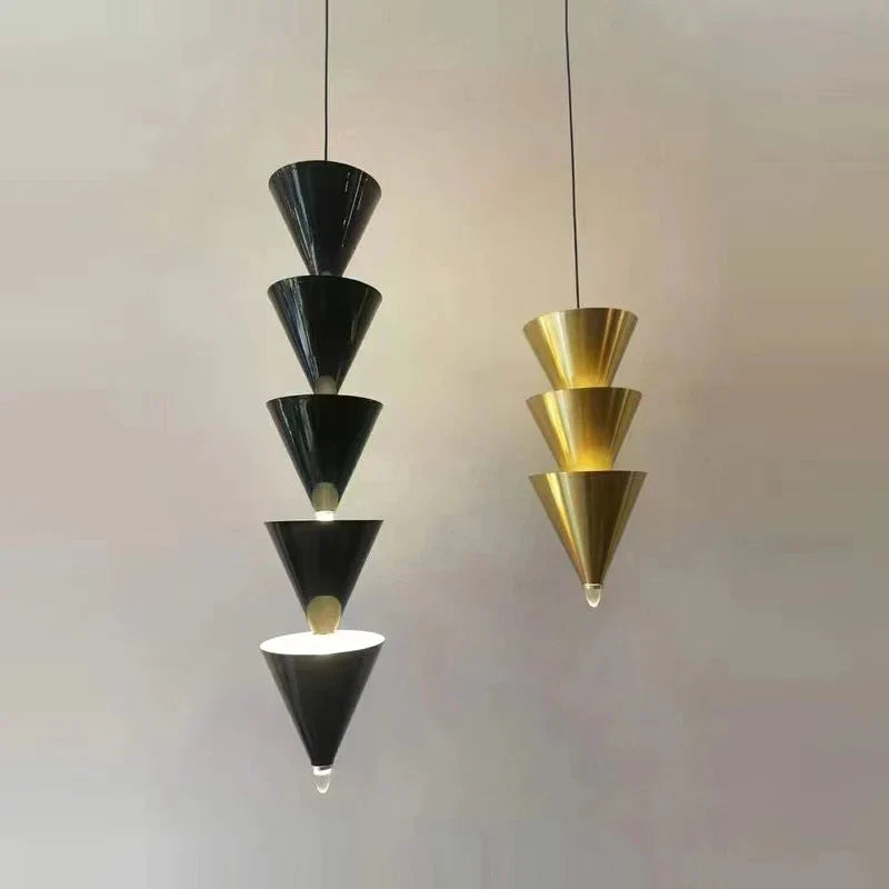 Afralia™ Gold Black Cone LED Pendant Lamp for Stylish Home and Shop Lighting