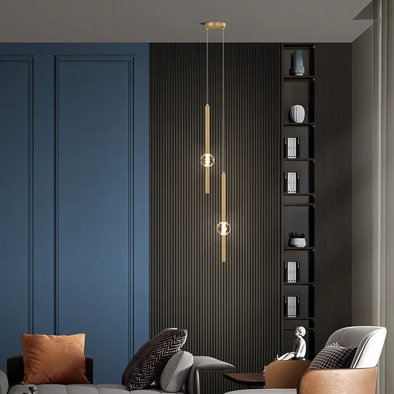 Afralia™ Crystal LED Chandelier for Nordic Bedroom, Living Room, and TV Wall