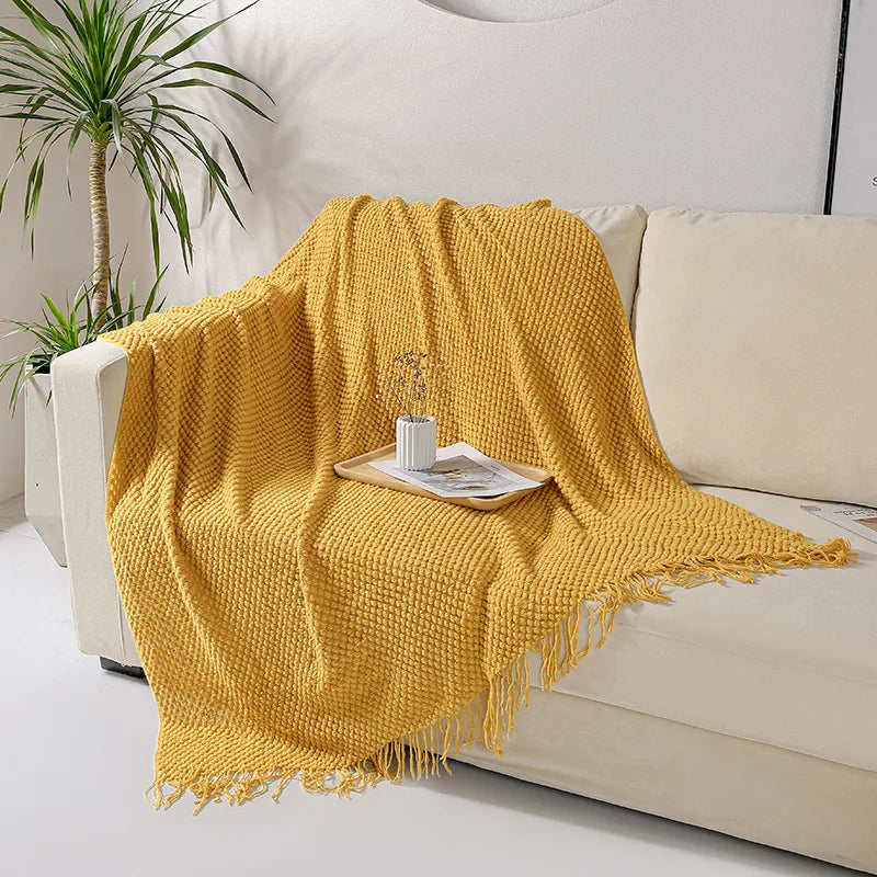 Afralia™ Chunky Knit Blanket with Tassels - Oversized Farmhouse Throw Bedspread
