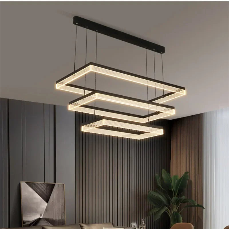 Afralia™ Minimalist Rectangle Acrylic LED Pendant Light - Nordic Design, Dimmable, Modern Hanging Lamp