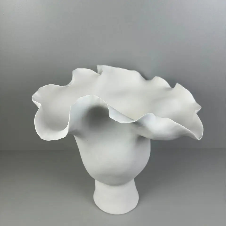 Afralia™ White Ceramic Tulip Vase for Floral Arrangement and Home Decoration