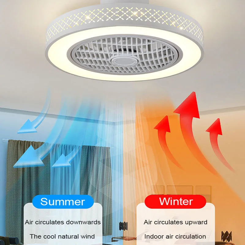 Afralia™ Bedroom LED Ceiling Fan Light with Remote Control - Small, Modern Chandelier