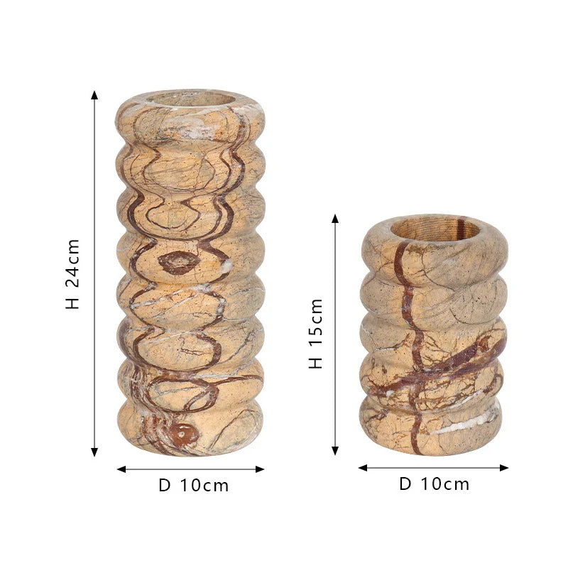 Afralia™ Painforest Brown Marble Vase Elegant Home Decor Stone Flower Vase