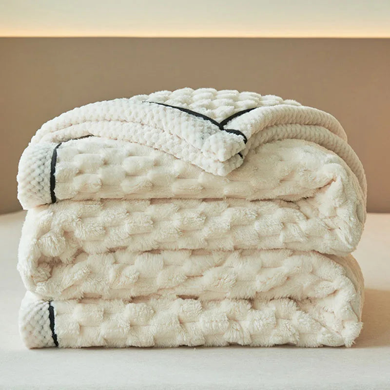 Afralia™ Double-Layer Coral Fleece Blanket: Super Soft Queen King Quilt for Winter