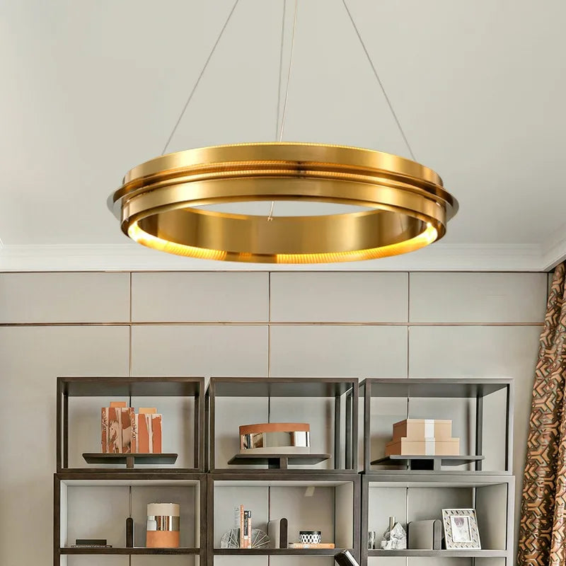 Afralia™ Gold Ring Chandelier: Modern Italian Design for Stylish Living Spaces
